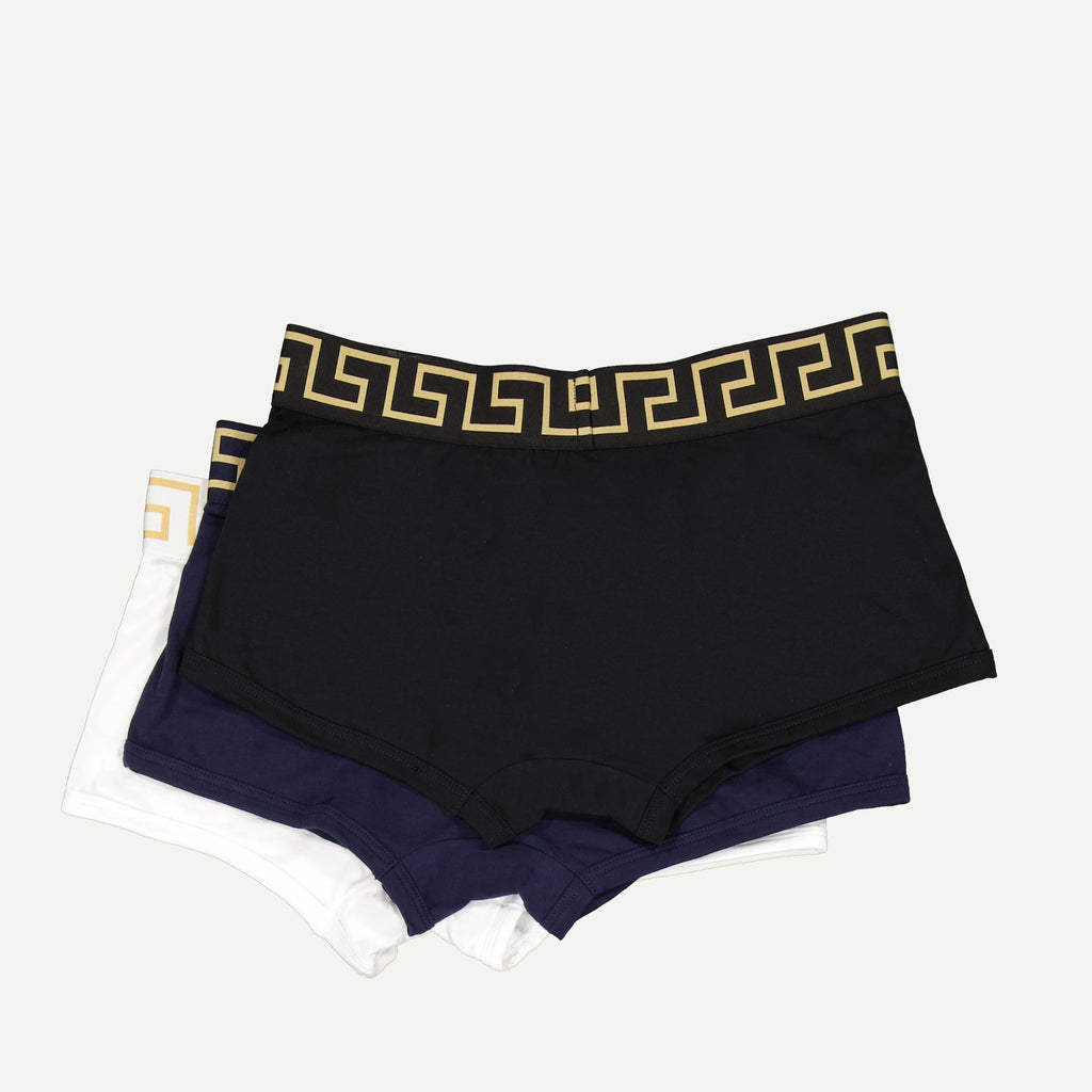 Versace boxers, men's boxers set, cotton elastane boxers, black blue white boxers, Autumn-Winter 2024 underwear