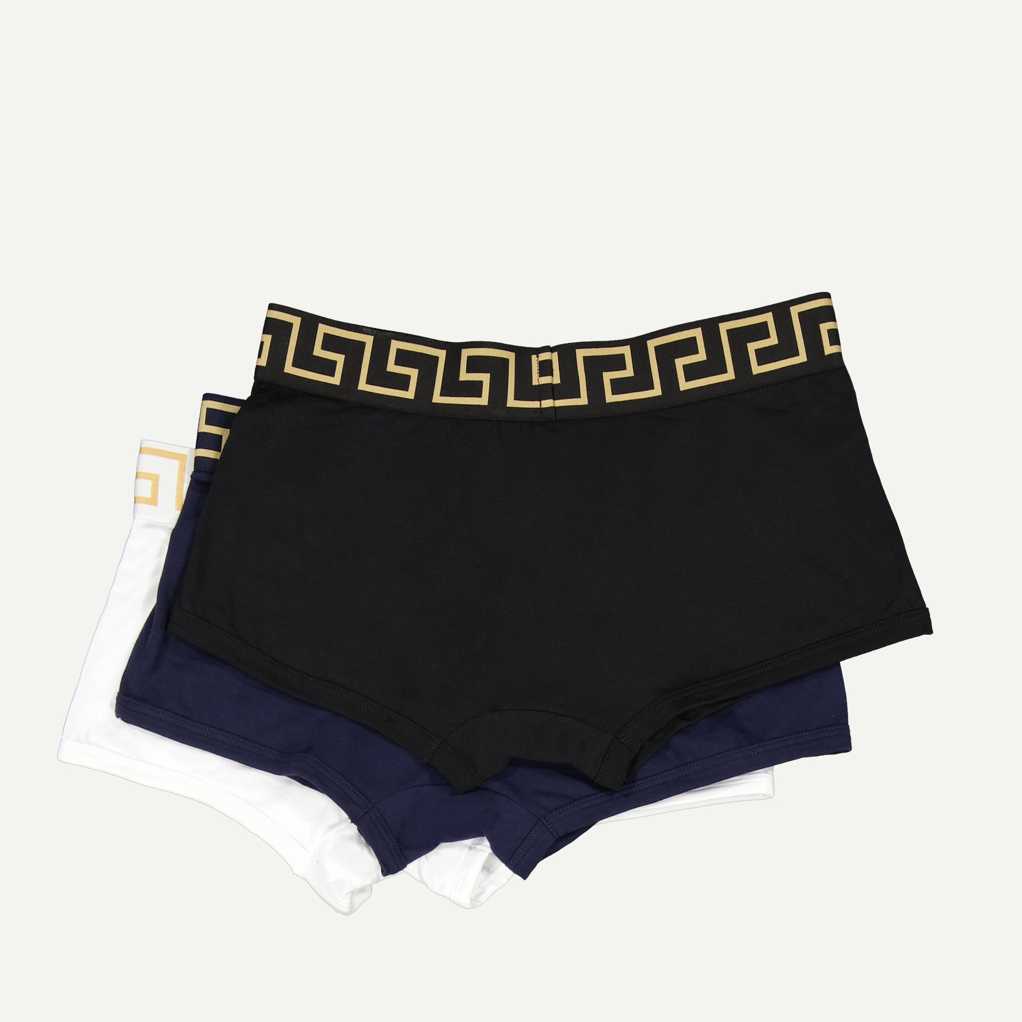 Versace boxers, men's boxers set, cotton elastane boxers, black blue white boxers, Autumn-Winter 2024 underwear