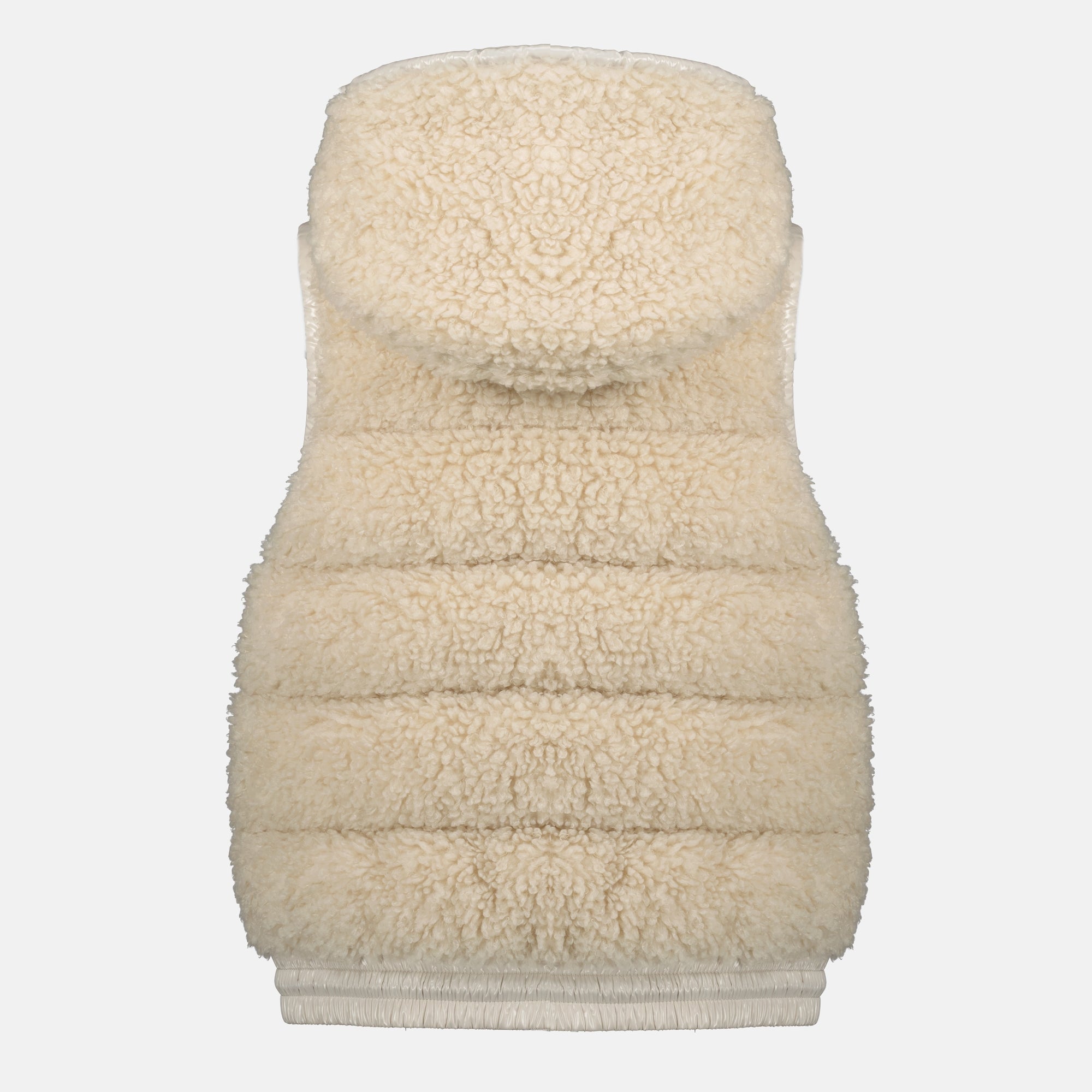 Moncler Grenoble jacket, beige sleeveless jacket, quilted jacket, Autumn-Winter 2025, adjustable hood jacket
