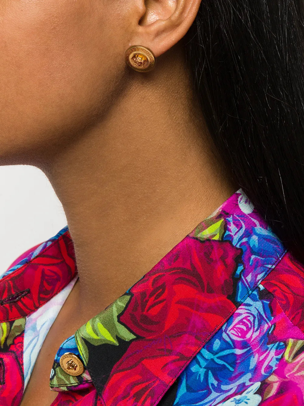 Versace earrings, Tribute earrings, gold earrings, Medusa design, hypoallergenic accessories