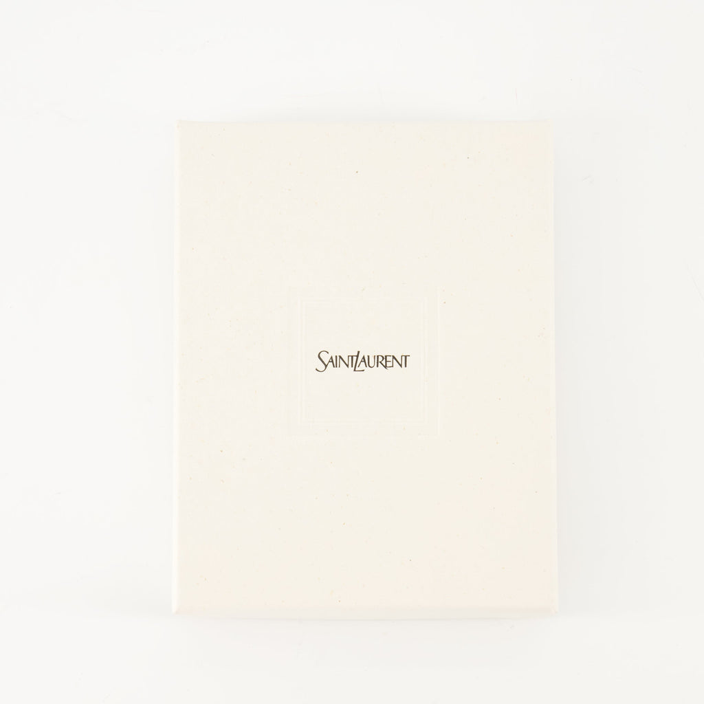 Saint Laurent card holder, beige card holder, smooth lambskin, Cassandre logo, luxury accessories