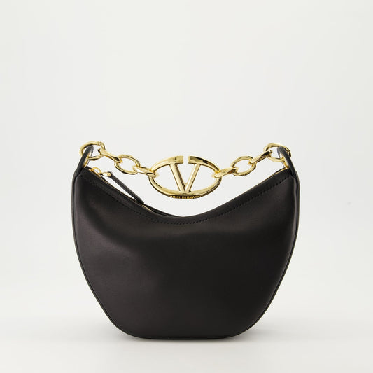 VLogo Moon Bag, Black Leather Bag, Luxury Hobo Bag, Valentino Garavani Bag, Designer Women's Bag