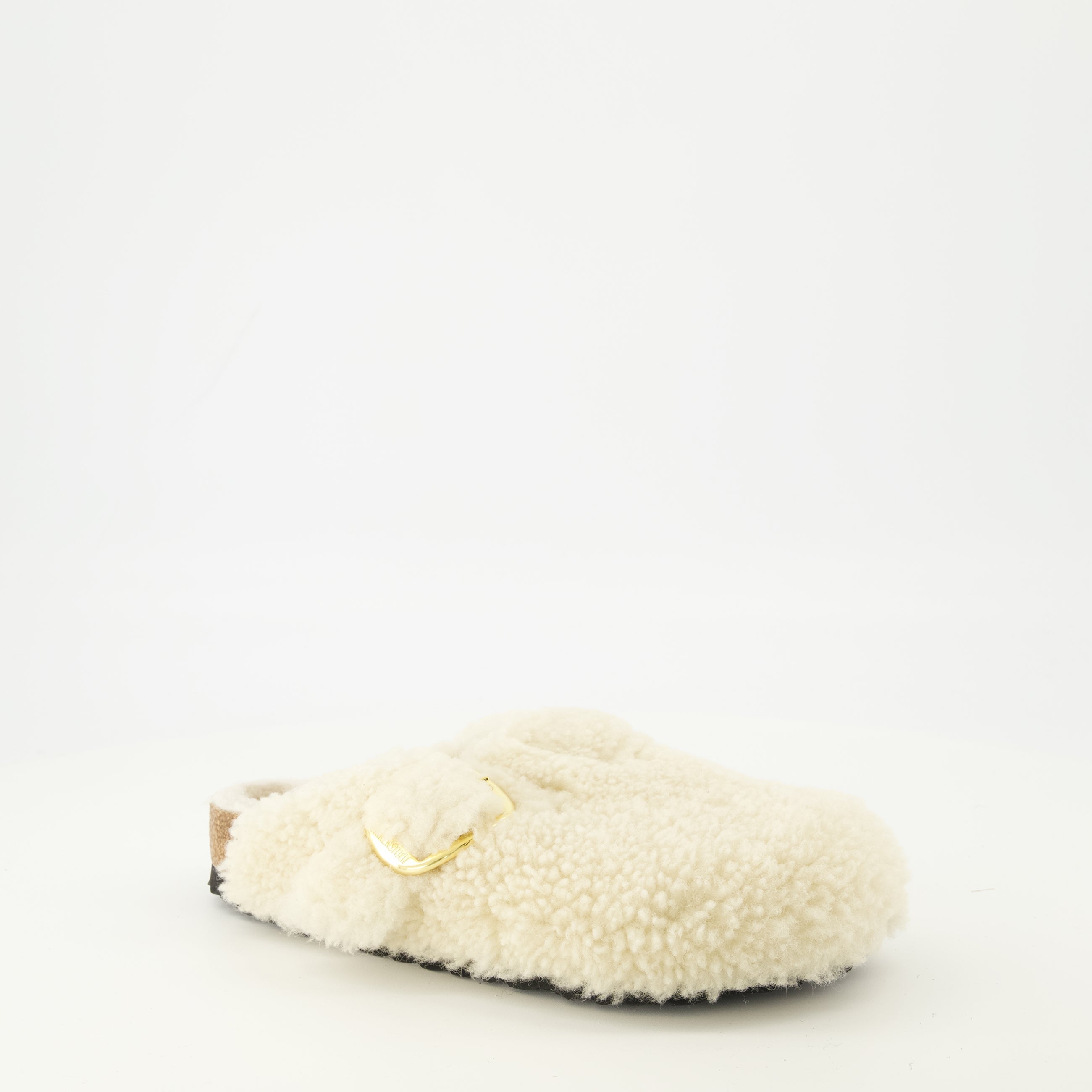 Image of Boston Mules in Teddy White by Birkenstock for Women - Season Spring-Summer 2026 - Front Right Three-Quarter View