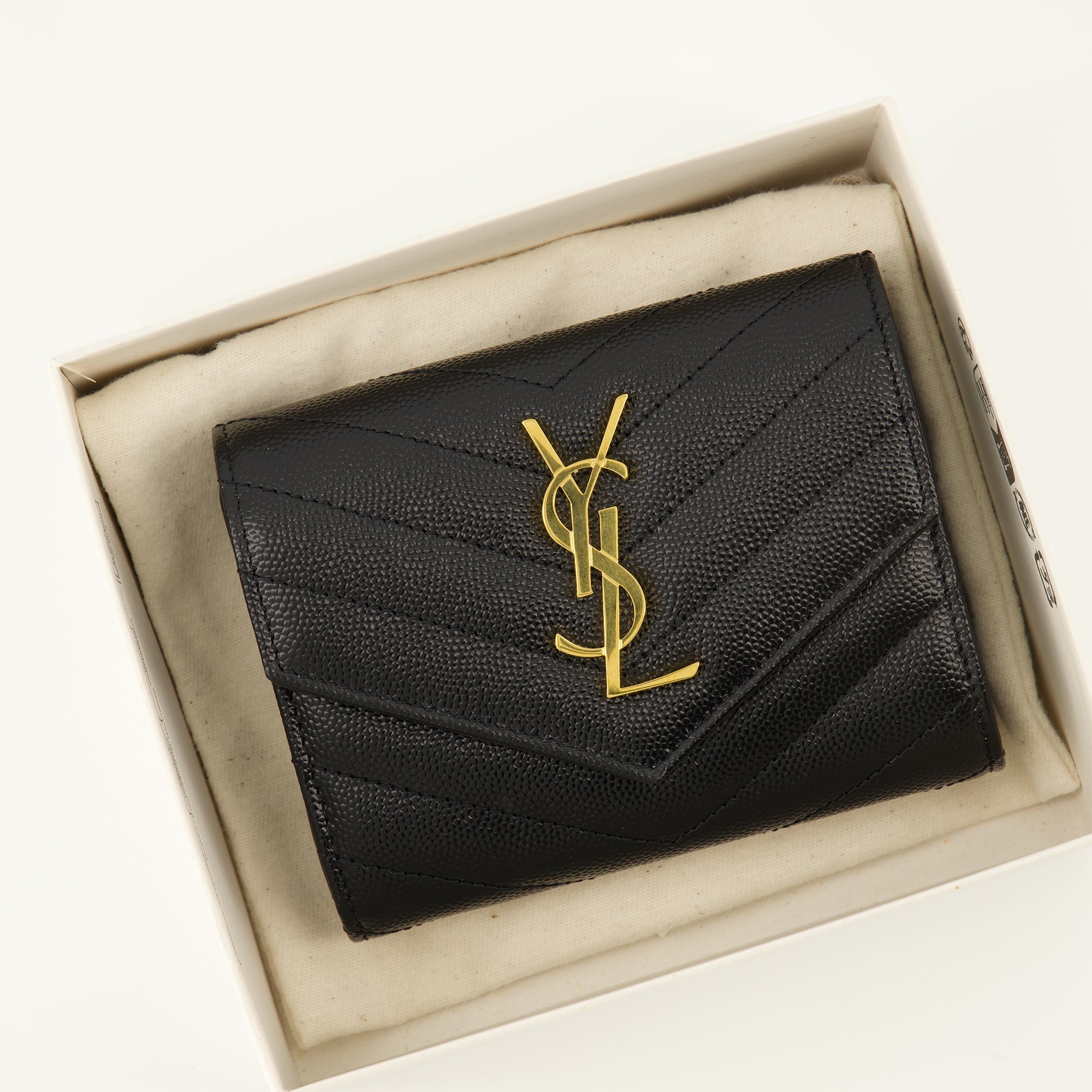 Saint Laurent wallet, Cassandre wallet, grained leather accessory, luxury wallets, designer wallets