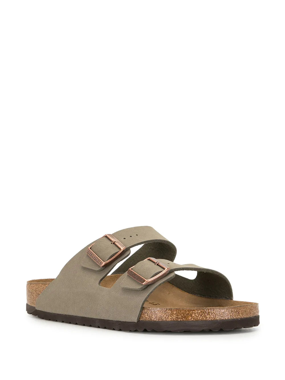 Birkenstock sandals, Arizona slides, synthetic leather sandals, taupe footwear, luxury comfort