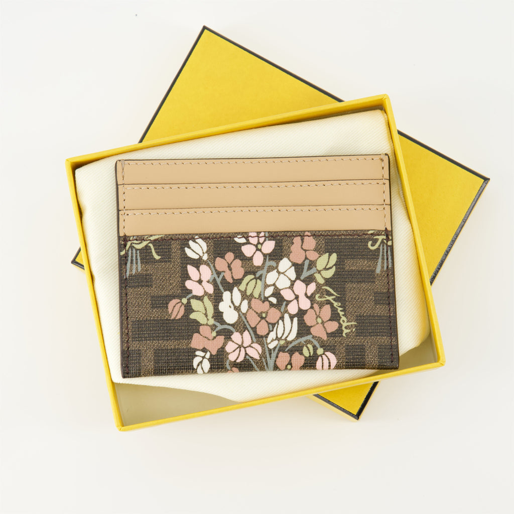 Fendi card holder, Roma Flower Bouquet, leather accessories, designer card holder, luxury fashion