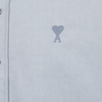 blue grey shirt, AMI PARIS shirt, unisex fashion, classic cotton shirt, heart icon shirt