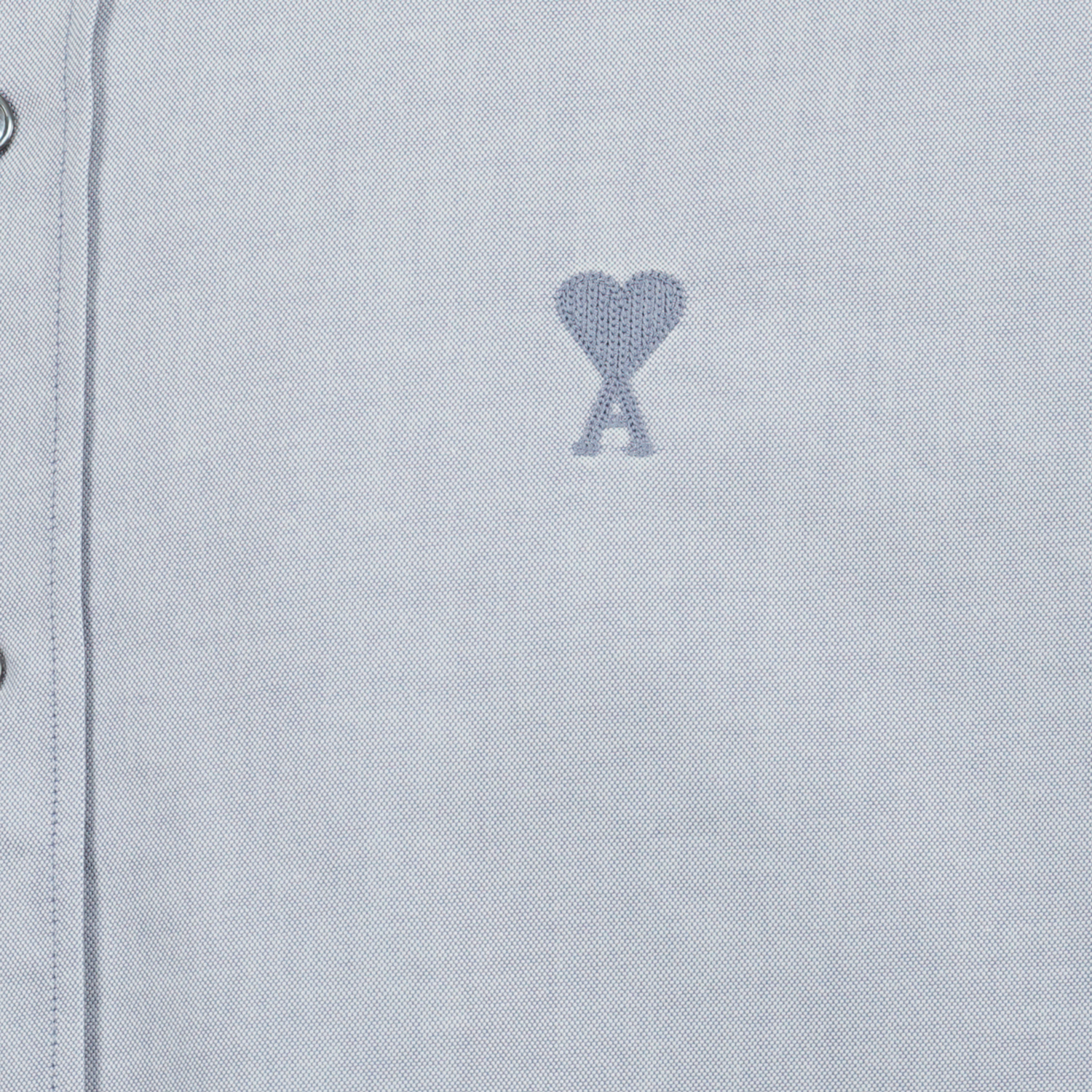 blue grey shirt, AMI PARIS shirt, unisex fashion, classic cotton shirt, heart icon shirt