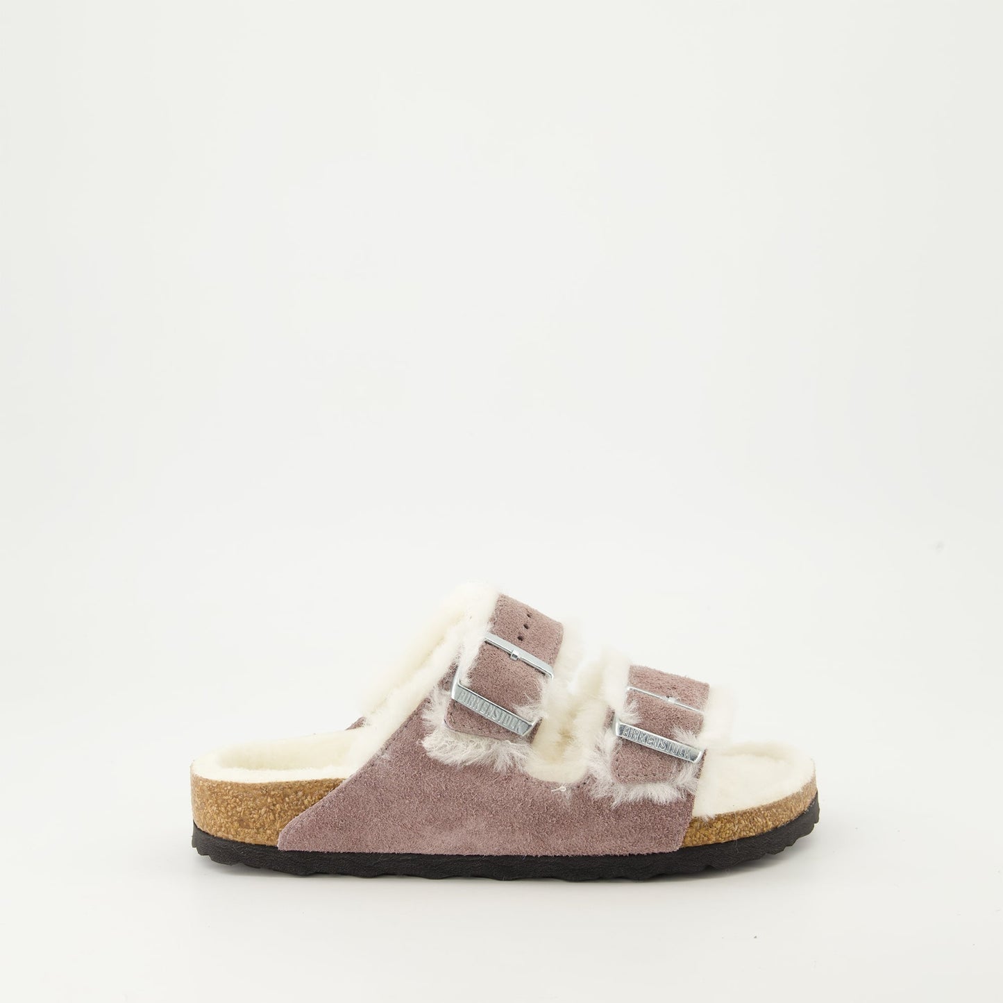 Birkenstock slides, luxury footwear, lamb fur slides, suede slides, comfortable slides