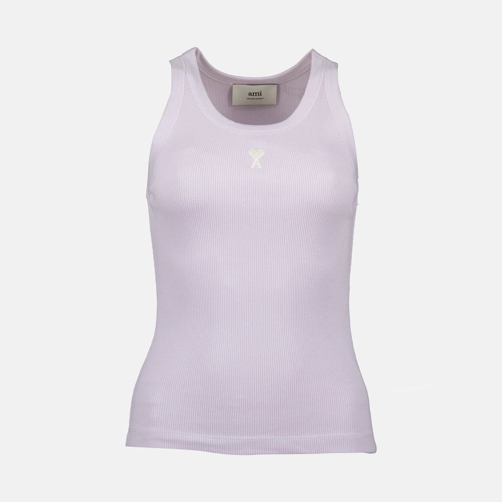 ribbed tank top, lilac top, summer fashion, cotton tank, casual wear