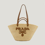 Prada tote bag, raffia handbag, designer tote, beige handbag, Spring-Summer collection