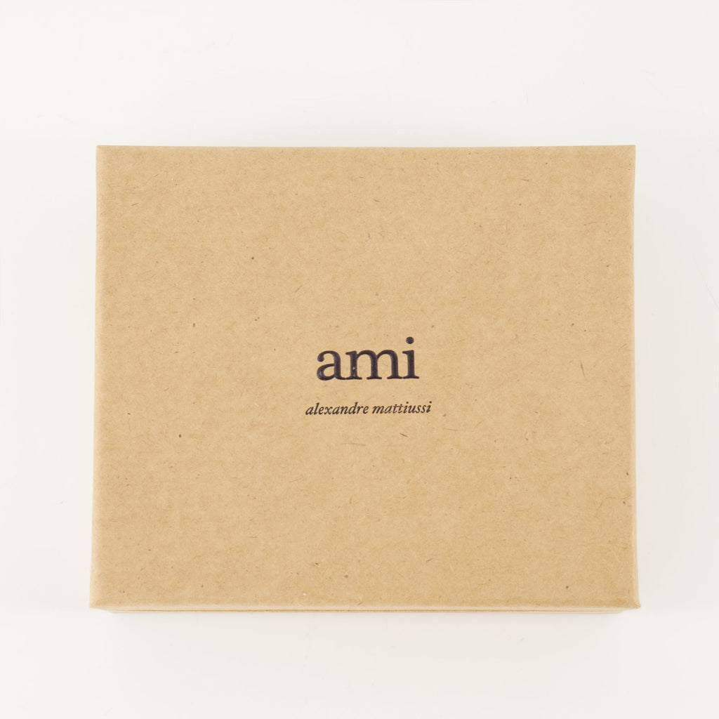 Ami Paris card holder, leather card holder, square design card holder, unisex leather accessory, luxury cardholder