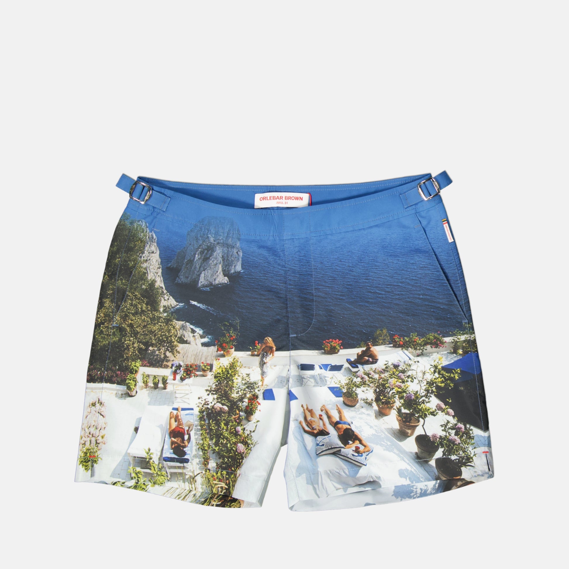 swim shorts, photographic print, Bulldog fit, men's swimwear, summer fashion