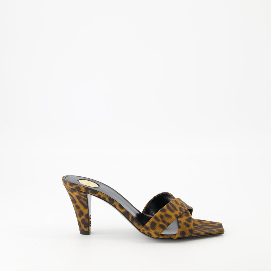 Bilde av Jill leopardmønstrede hæl sandaler av Saint Laurent for kvinner - Sesong Vår-Sommer 2025 - Høyre sidevisning