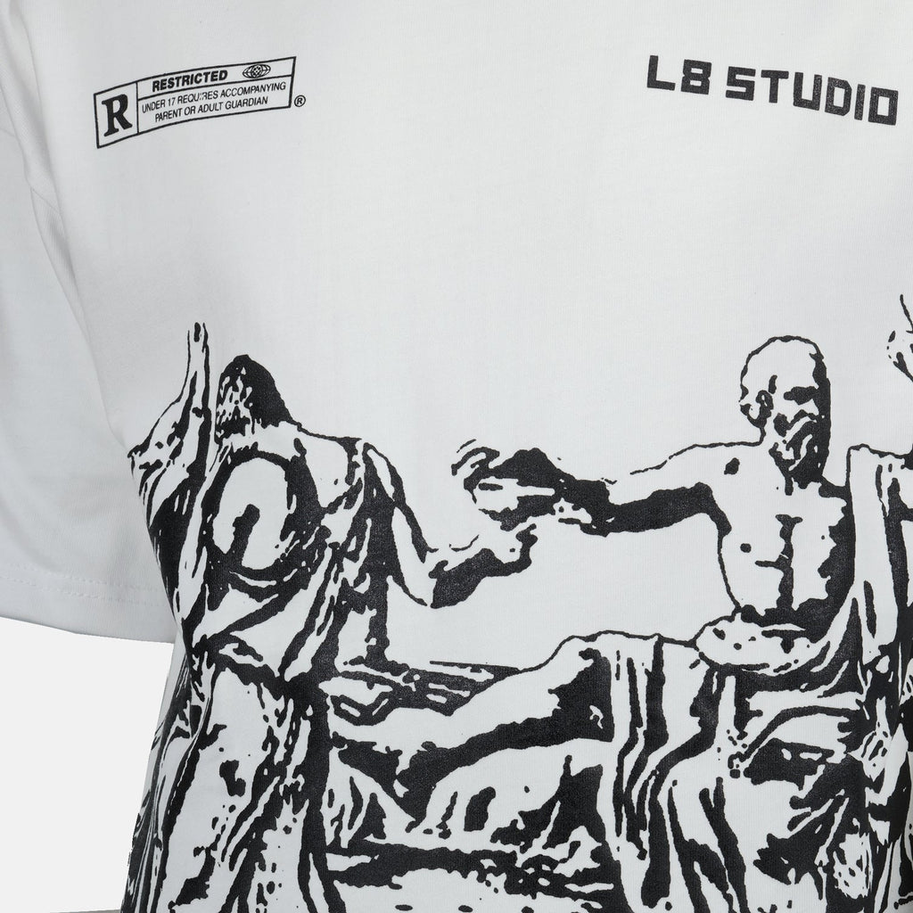 Image of Socrate White T-Shirt by L8 Studio for Men - Season Spring-Summer 2025 - Detail View 1