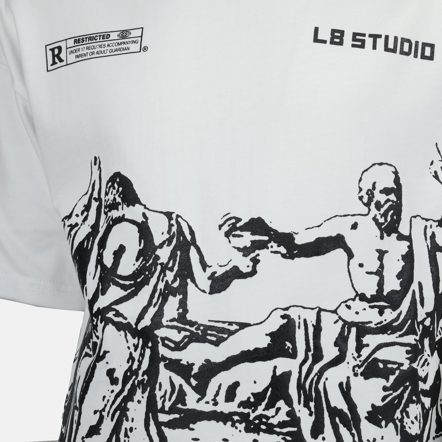 Image of Socrate White T-Shirt by L8 Studio for Men - Season Spring-Summer 2025 - Detail View 1