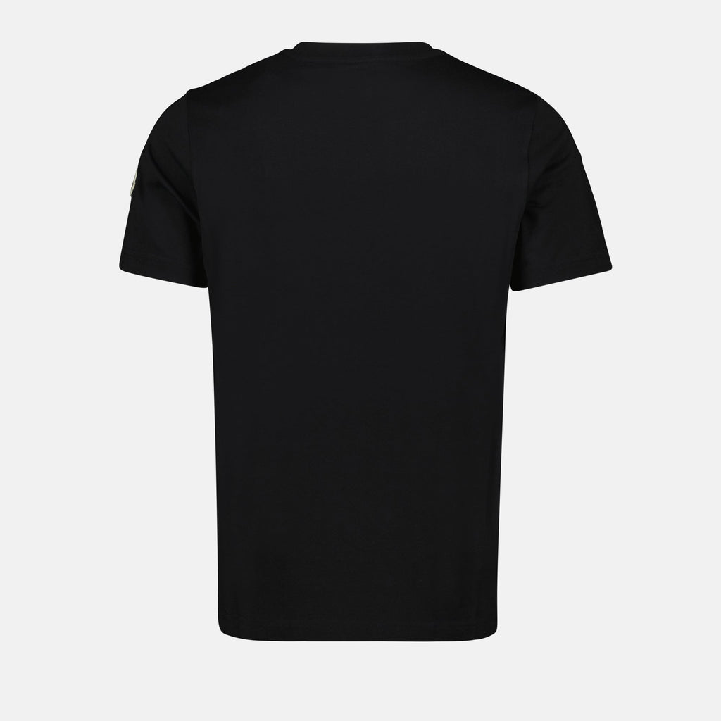 Moncler T-shirt, black logo shirt, organic cotton, luxury menswear, 2024 collection