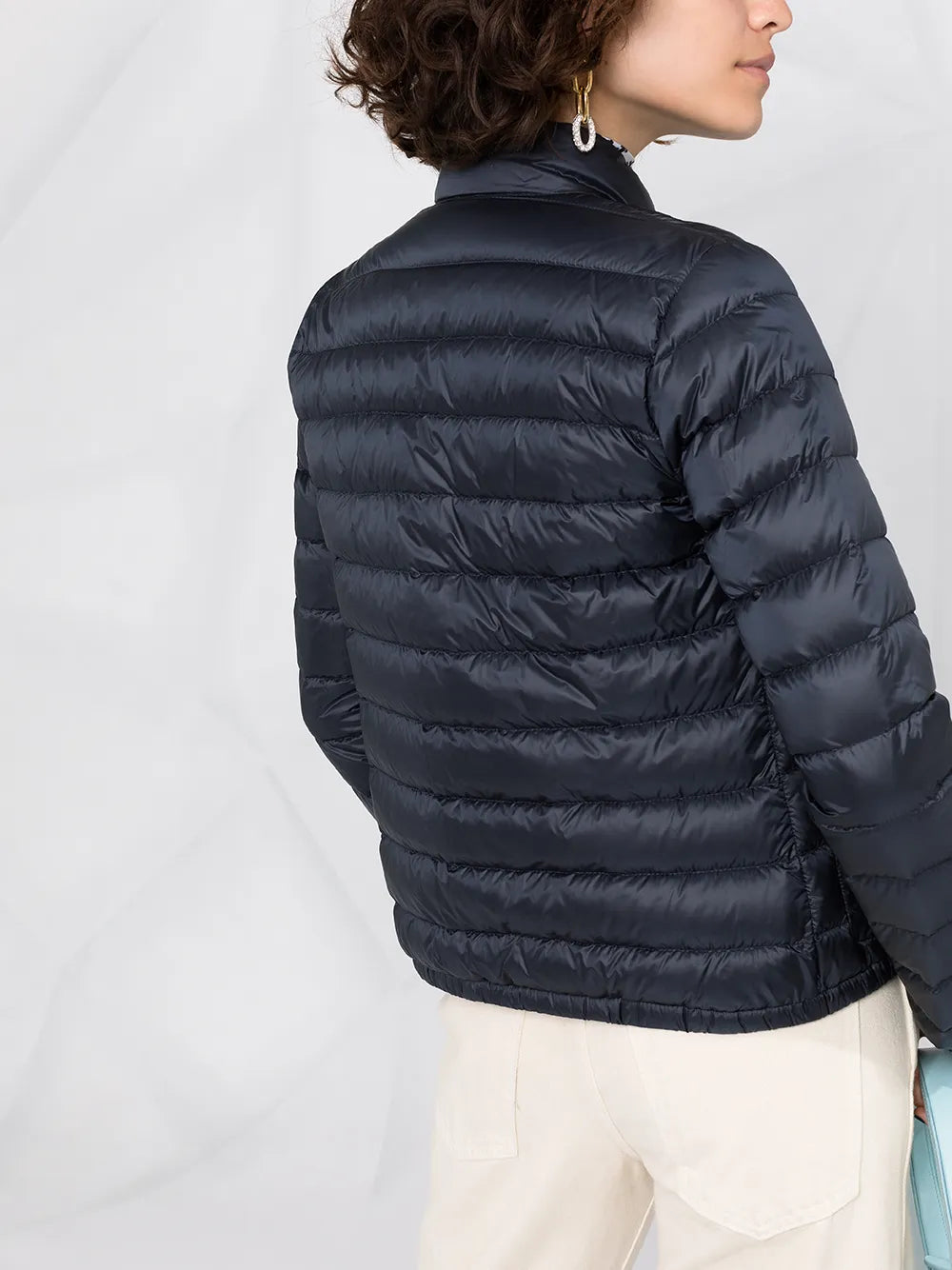 Moncler Lans Down Jacket, navy blue jacket, women’s outerwear, foldable design, luxury brand jacket