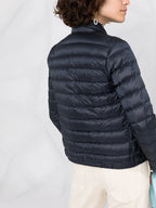 Moncler Lans Down Jacket, navy blue jacket, women’s outerwear, foldable design, luxury brand jacket