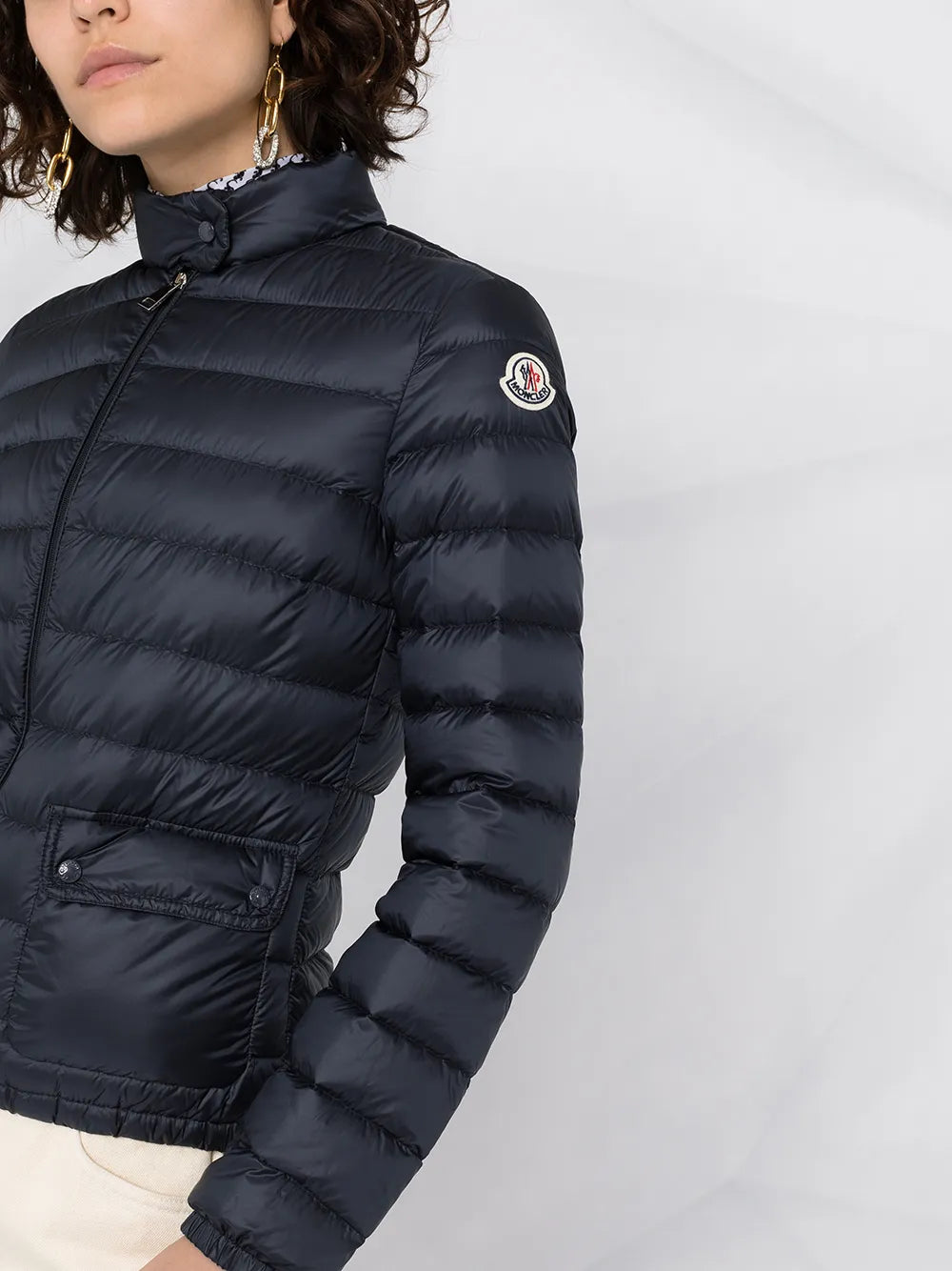 Moncler Lans Down Jacket, navy blue jacket, women’s outerwear, foldable design, luxury brand jacket