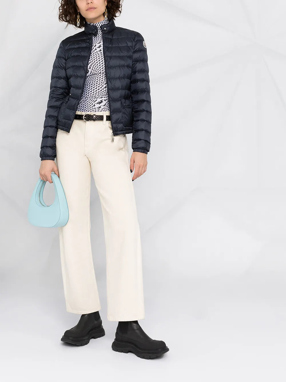 Moncler Lans Down Jacket, navy blue jacket, women’s outerwear, foldable design, luxury brand jacket