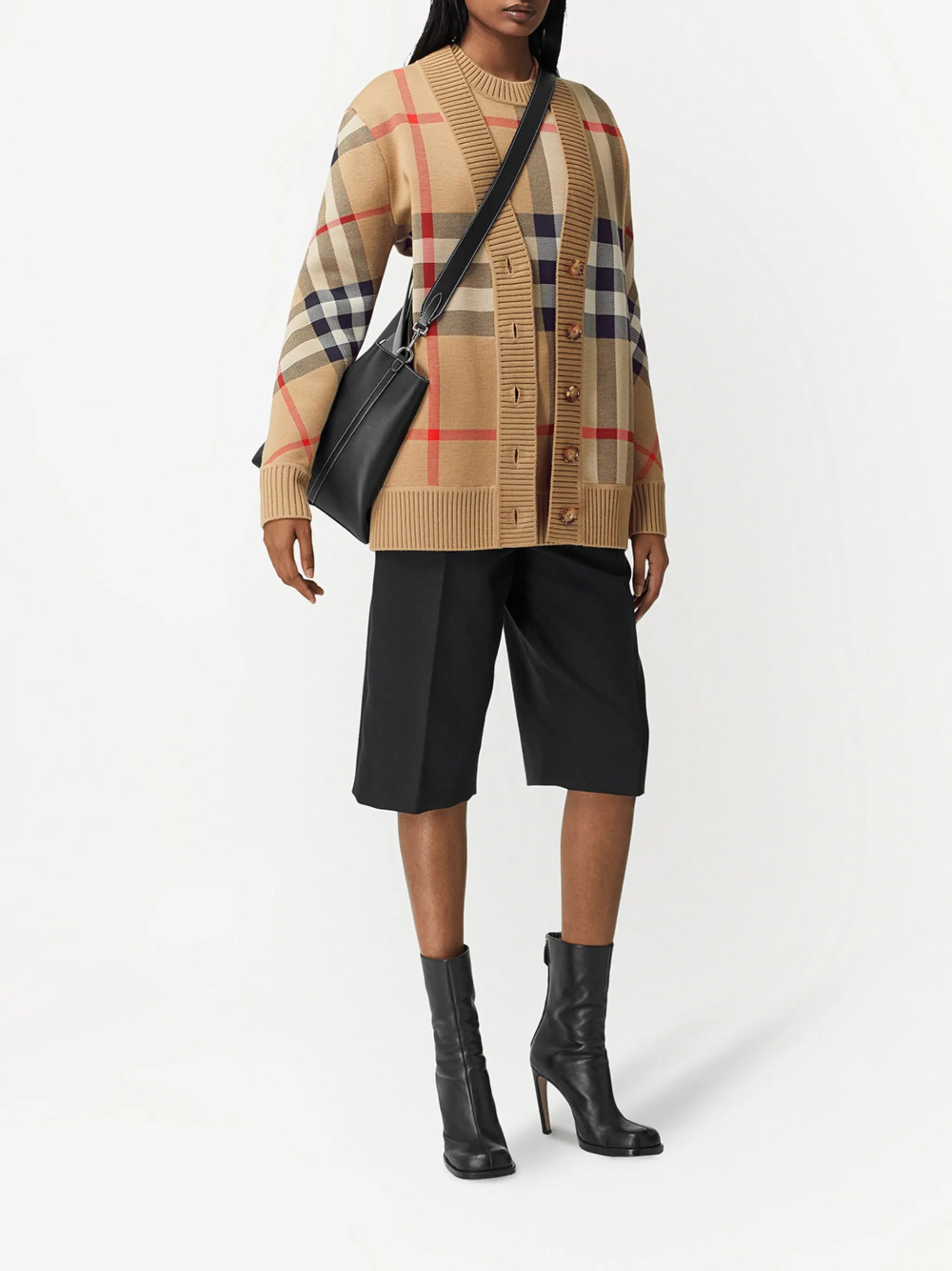 Image of Burberry Checked Cardigan by Burberry for Women - Season Spring-Summer 2026 - Model View 1