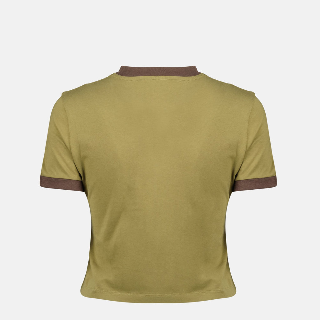 Immagine della T-shirt in cotone kaki di Miu Miu per donne - Stagione Primavera-Estate 2026 - Vista Posteriore