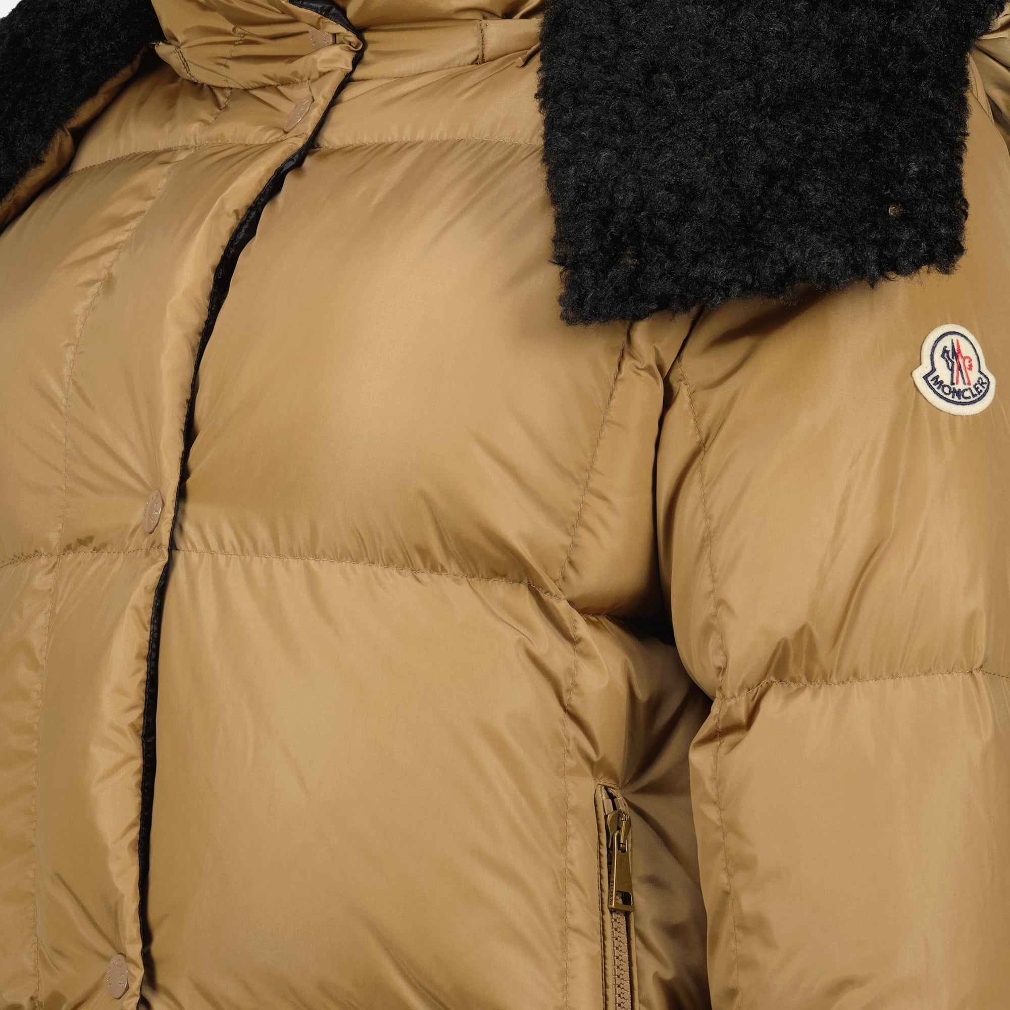 Castelnou jacket, Moncler outerwear, winter jacket, padded coat, camel color jacket