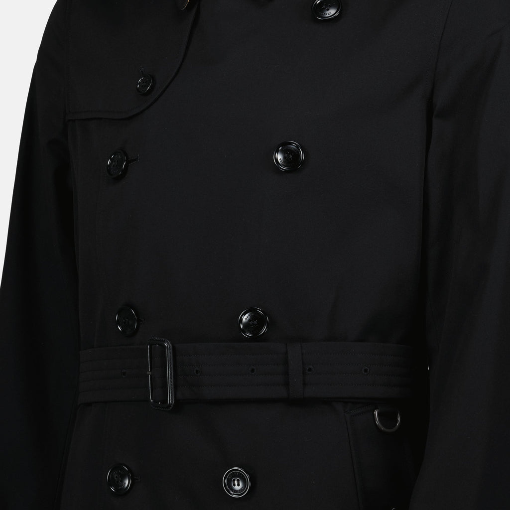 Burberry trench coat, Kensington trench coat, black trench coat, men's outerwear, mid-length coat
