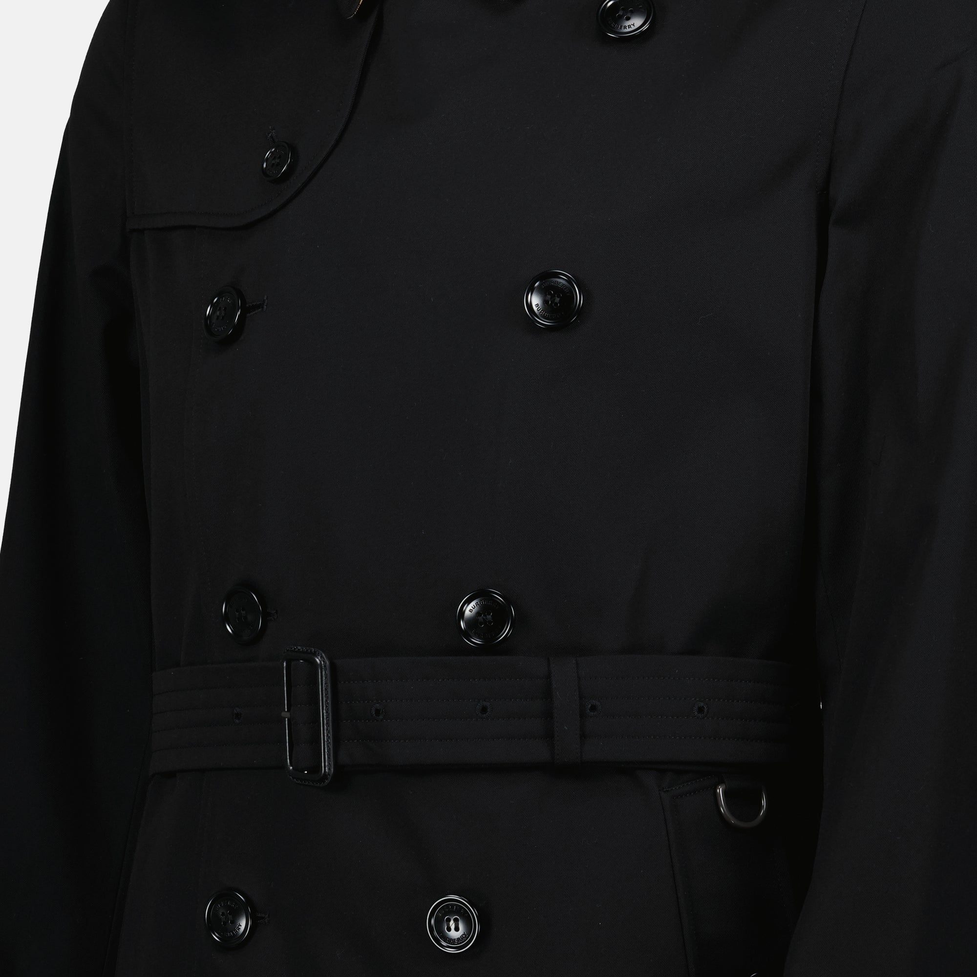 Burberry trench coat, Kensington trench coat, black trench coat, men's outerwear, mid-length coat
