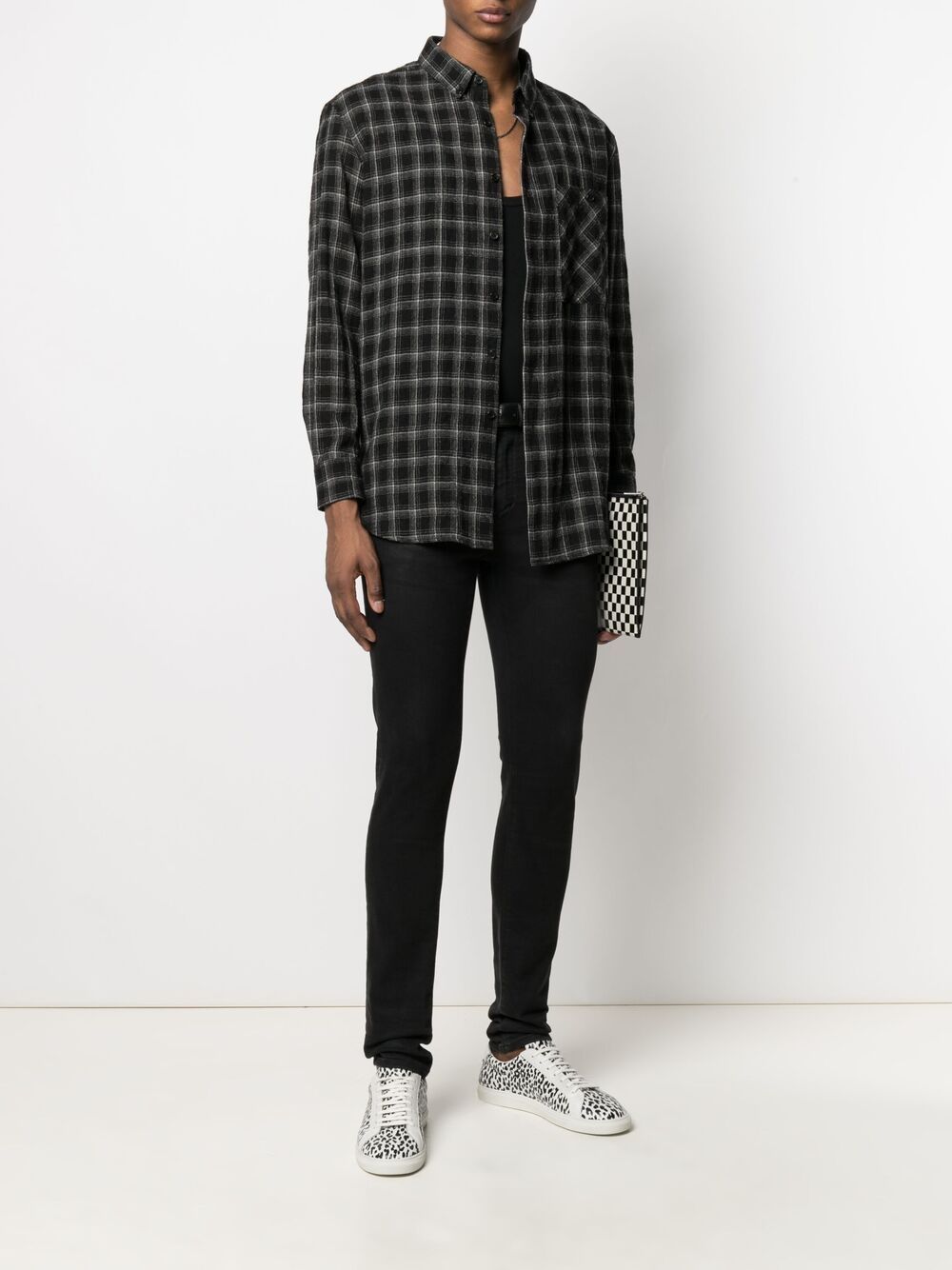 Saint Laurent, Black Checkered Shirt, Men’s Luxury Shirt, Designer Shirt, High-End Men’s Fashion