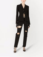 Black straight-leg jeans with logo plaque