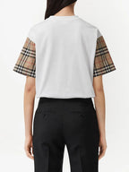 Image of T-shirt Carrick with Check Sleeves by Burberry for Women - Season Spring-Summer 2024 - Product detail view 5