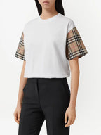 Image of T-shirt Carrick with Check Sleeves by Burberry for Women - Season Spring-Summer 2024 - Product detail view 2
