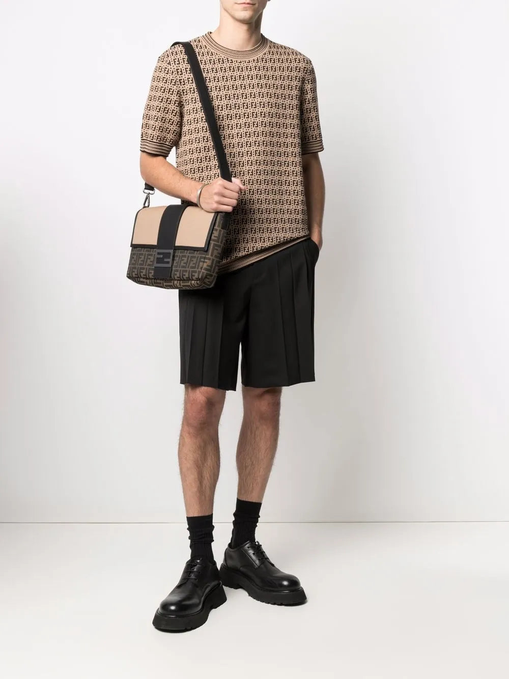 Fendi pochette, luxury men's accessories, brown Baguette, men's designer bags, high-end fashion