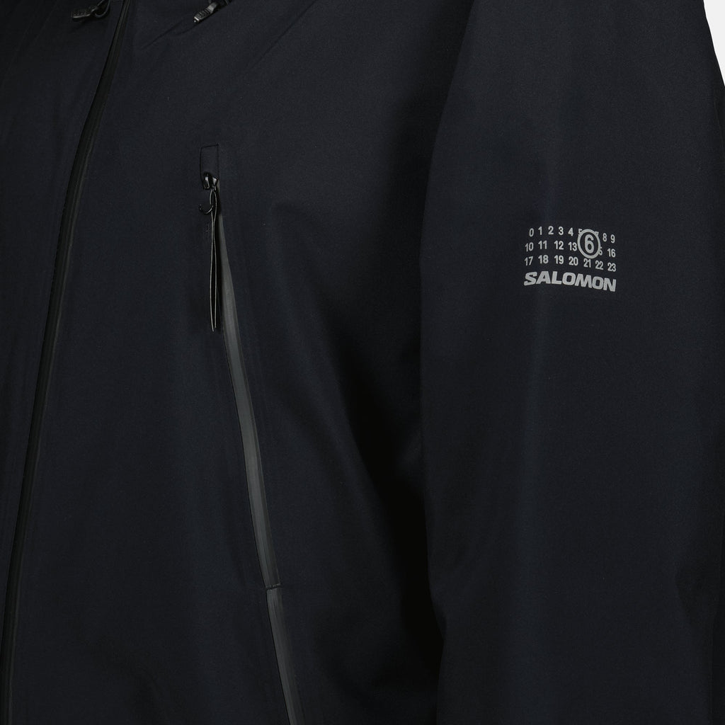 MM6 Salomon parka, down padded parka, black parka, mid-length parka, outerwear for winter