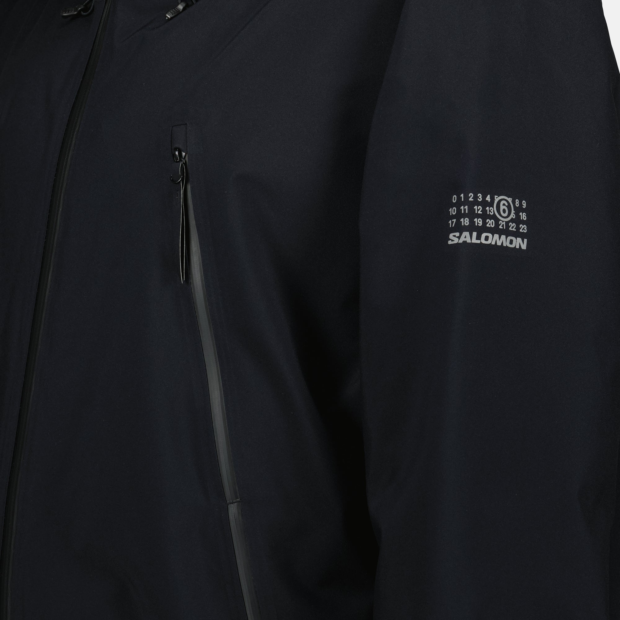 MM6 Salomon parka, down padded parka, black parka, mid-length parka, outerwear for winter