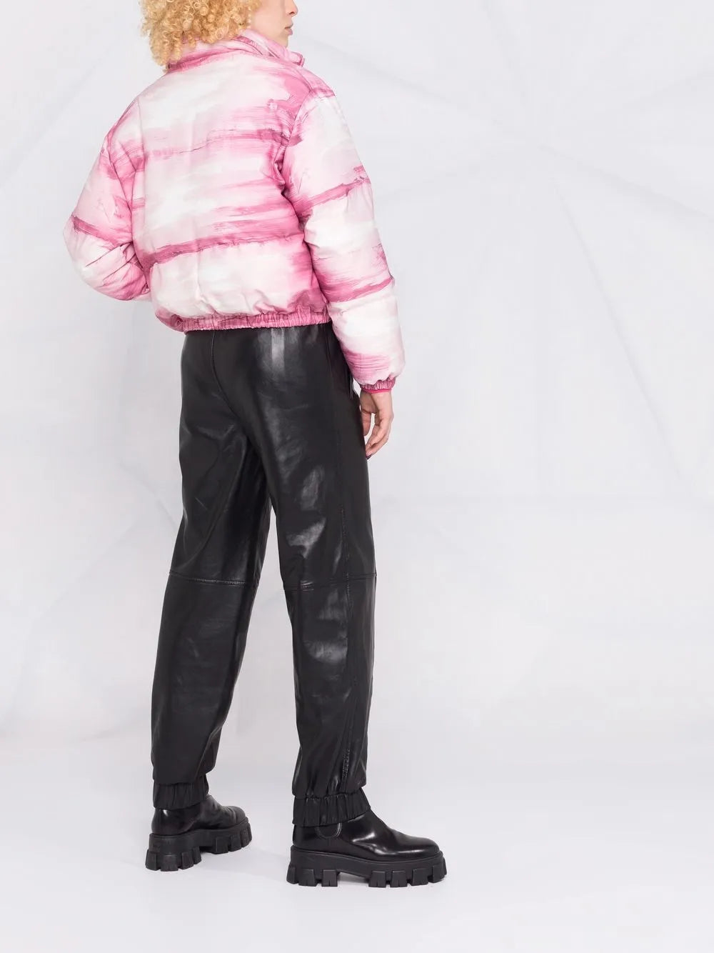 Moschino, Paint Print Jacket, Women’s Outerwear, Luxury Puffer Jacket, Designer Fashion