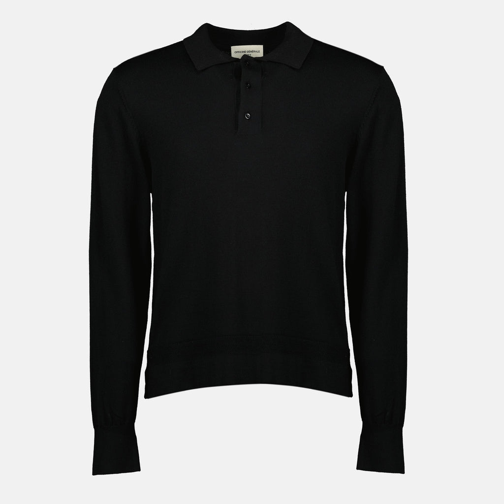 Brandon Polo, Officine Générale, long sleeve polo, wool polo, classic collar