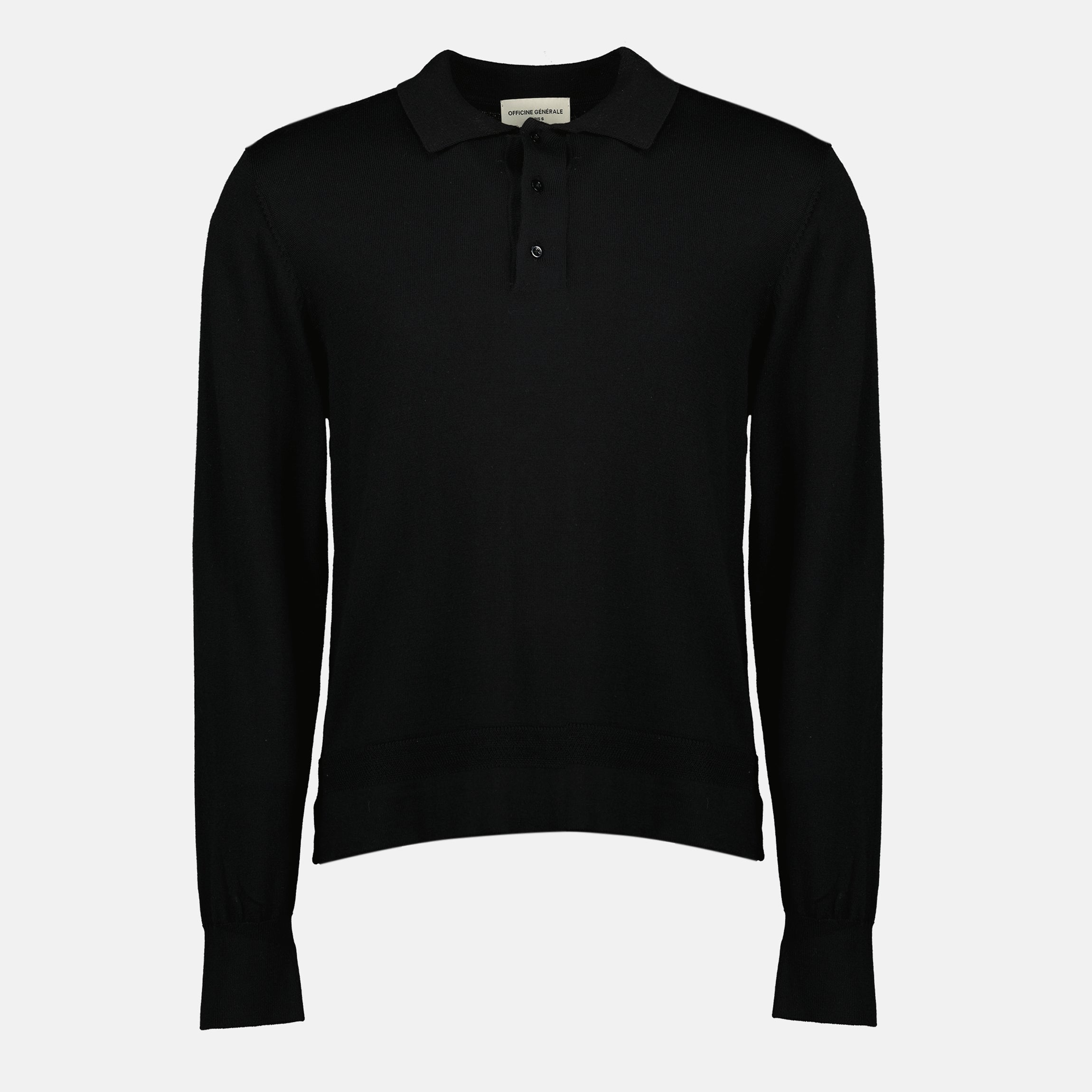 Brandon Polo, Officine Générale, long sleeve polo, wool polo, classic collar