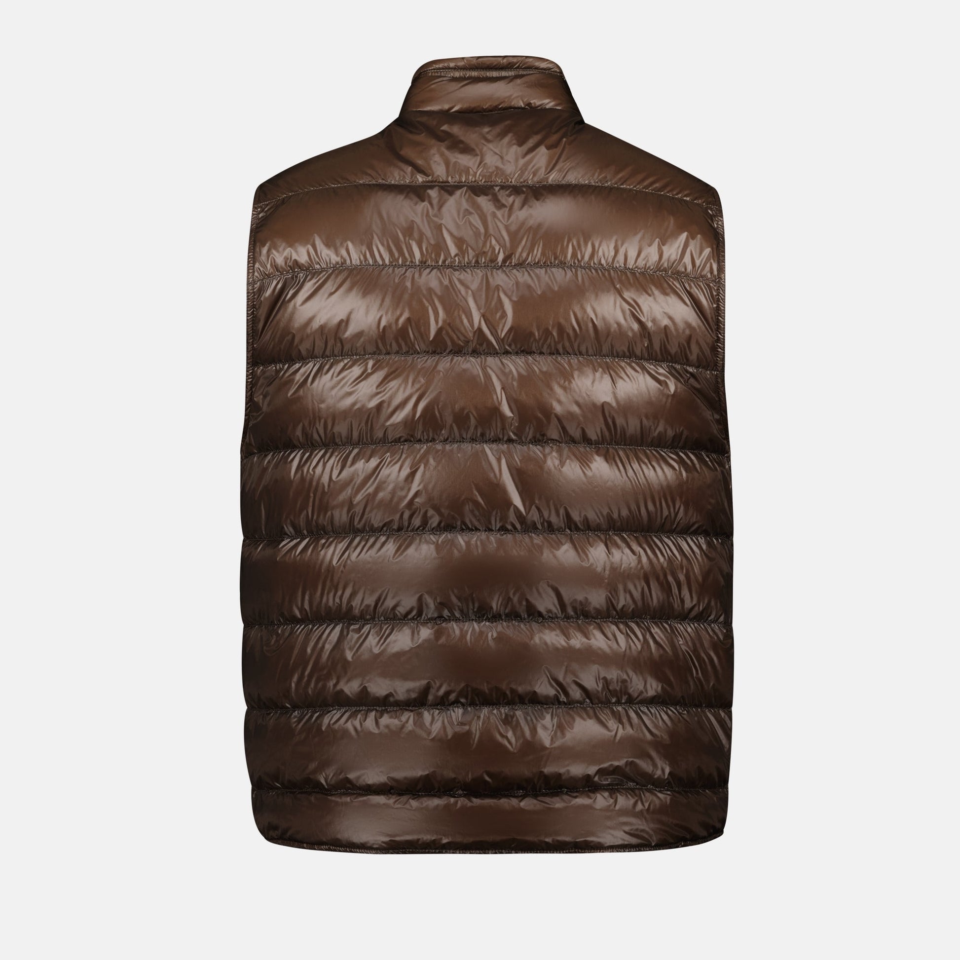 Moncler down vest, brown sleeveless vest, men's fashion, winter collection, luxury outerwear