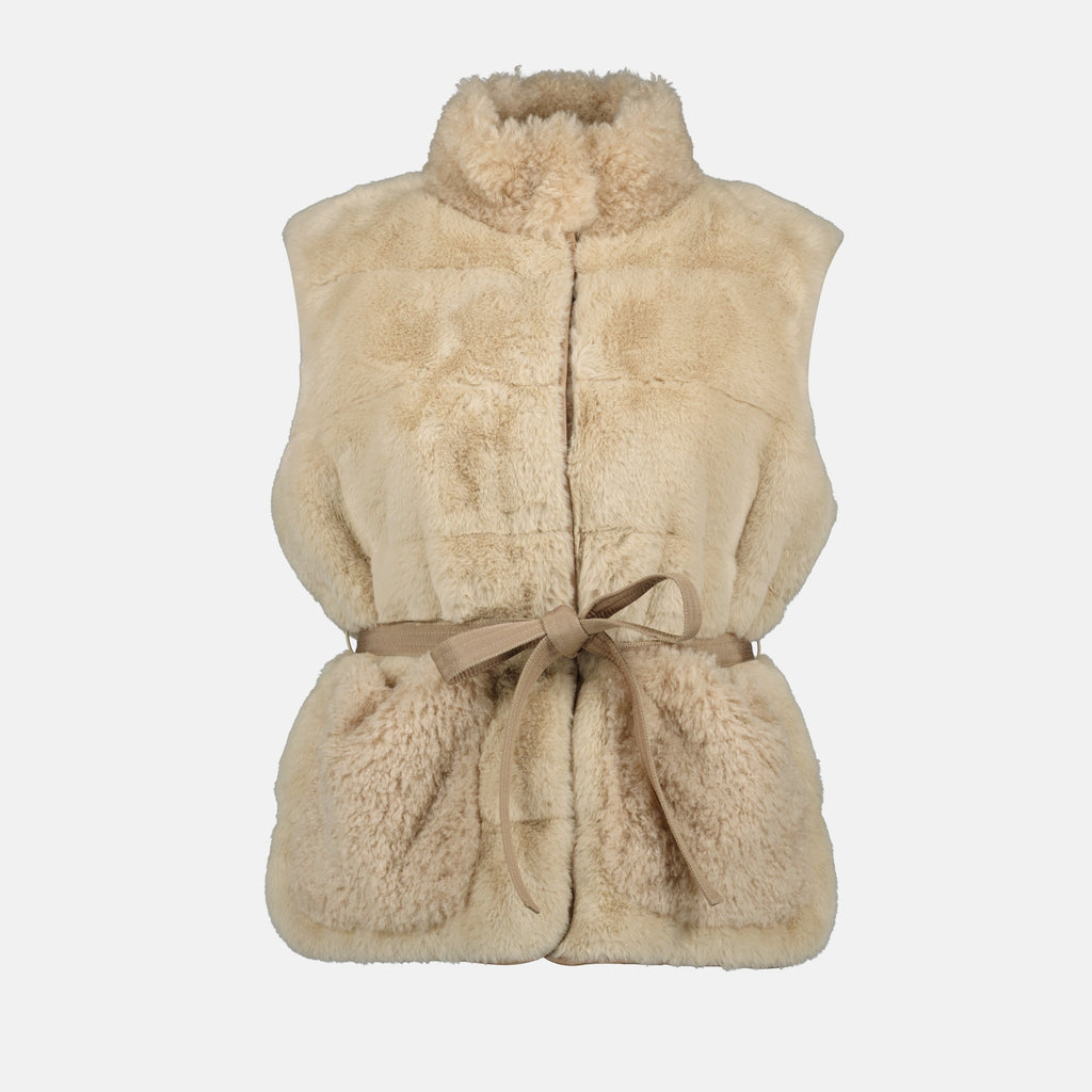 Moncler vest, Joui vest, beige vest, designer outerwear, autumn-winter collection