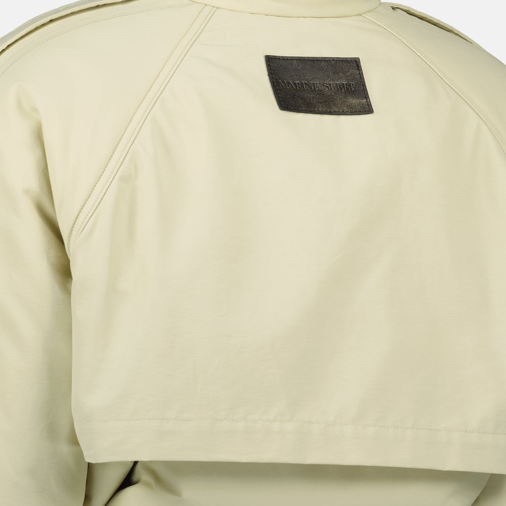 Marine Serre bomber jacket, beige bomber jacket, gabardine jacket, unisex outerwear, Autumn-Winter 2025 collection