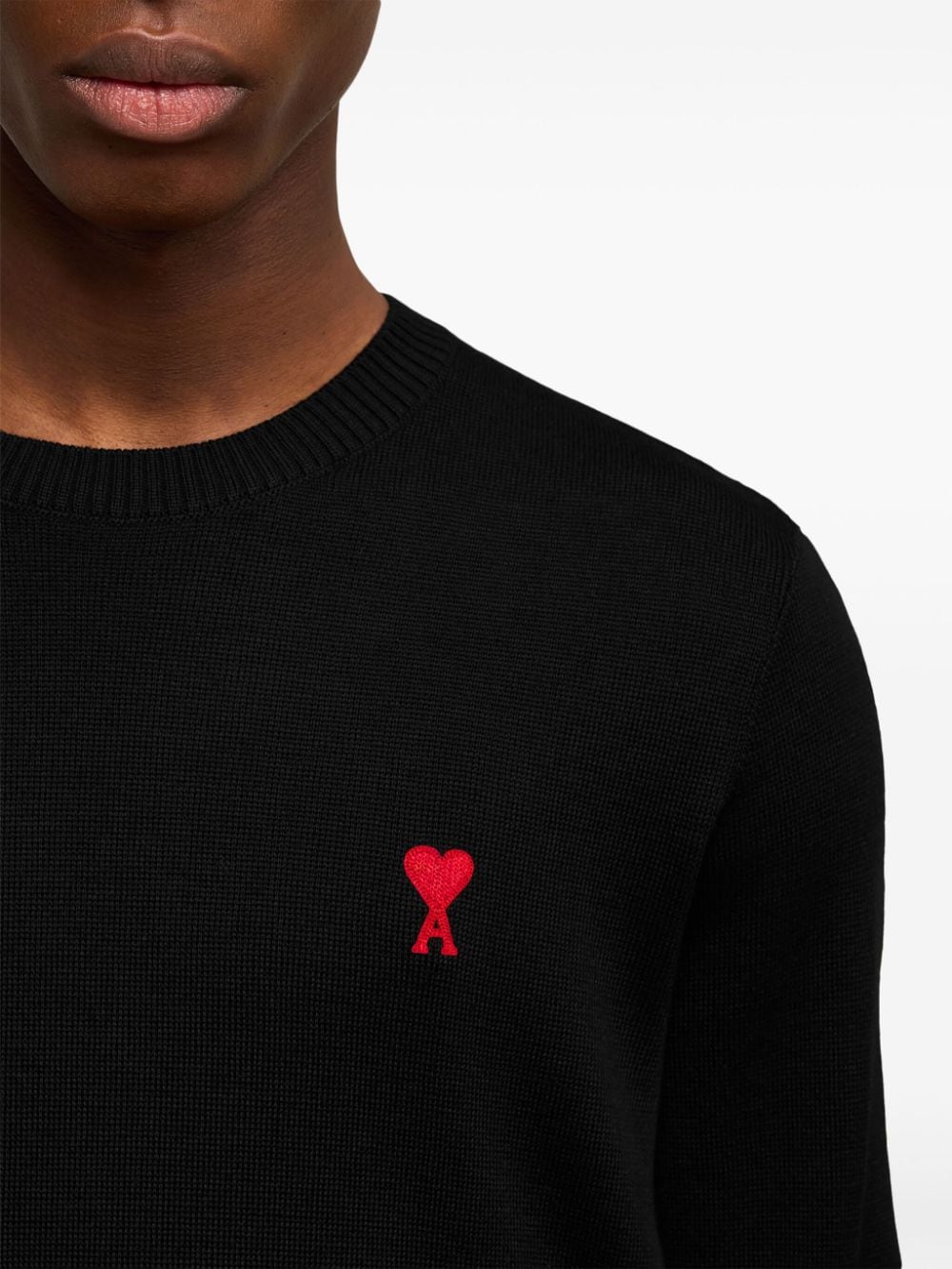 AMI Paris sweater, black wool sweater, luxury knitwear, Autumn-Winter 2024, Ami de Coeur logo