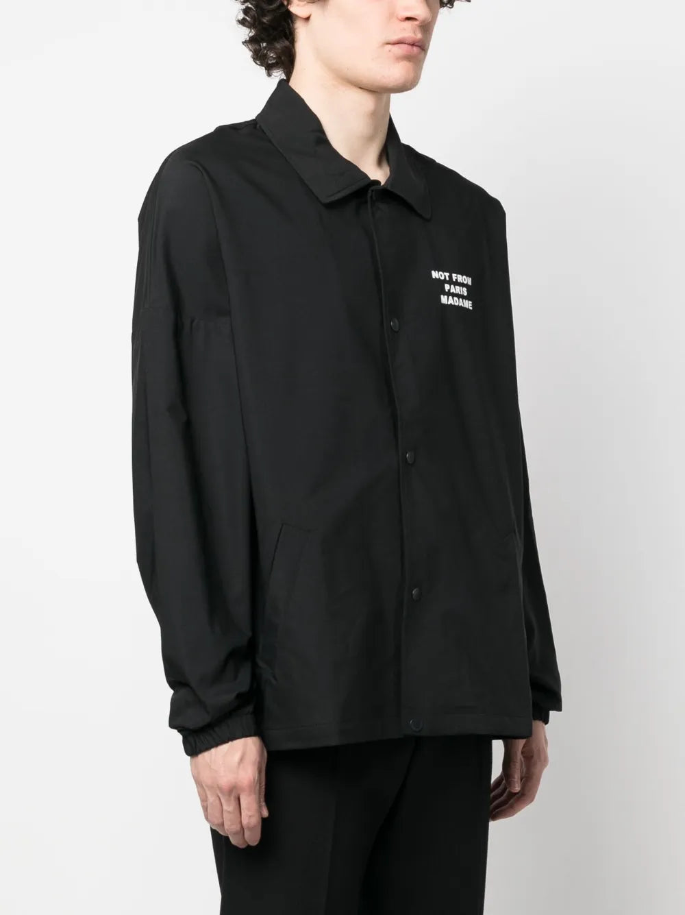 black windbreaker, Drôle de Monsieur, nylon jacket, spring collection, versatile outerwear