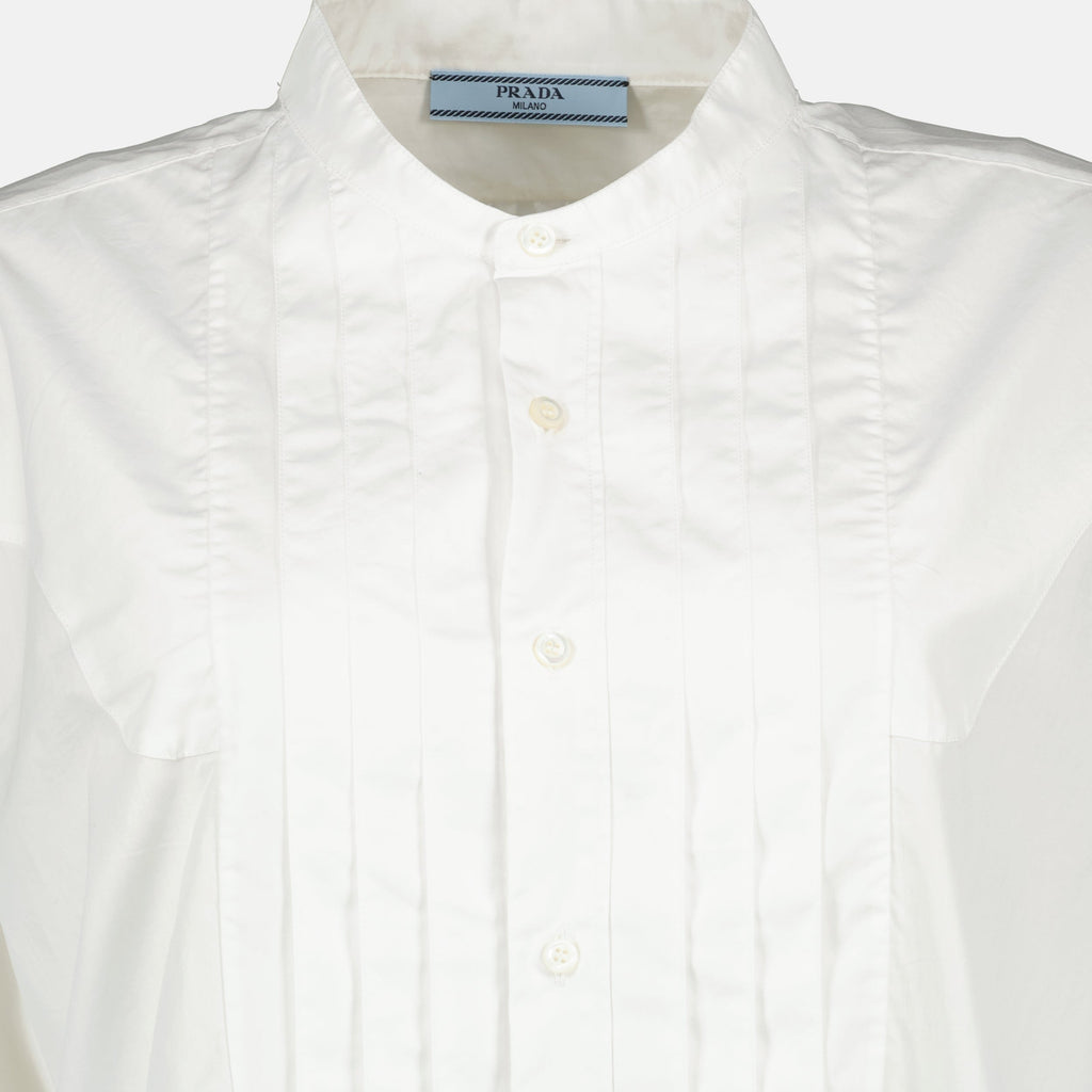 Image of White Cotton Shirt by Prada for Women - Season Spring-Summer 2026 - Detail View 2