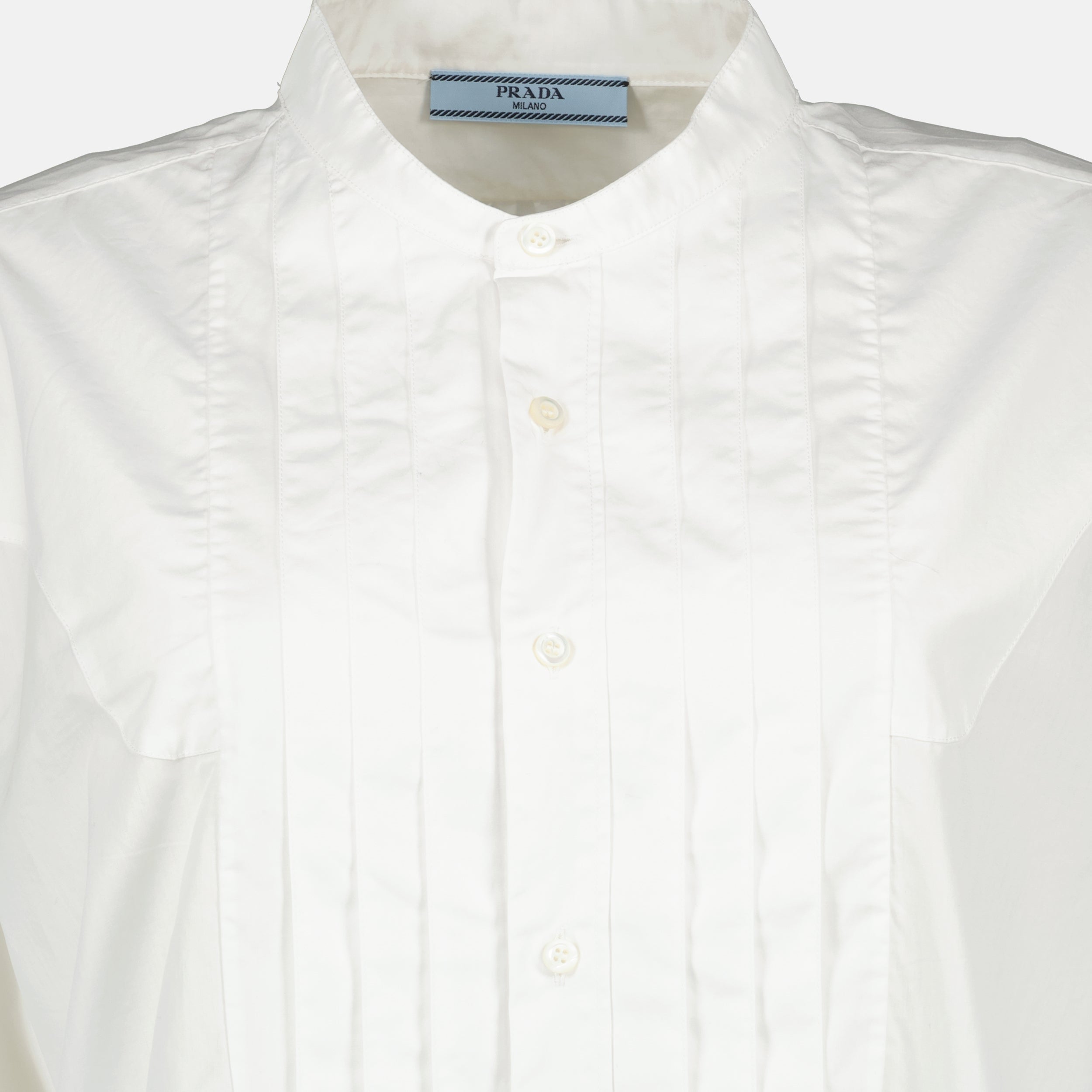 Image of White Cotton Shirt by Prada for Women - Season Spring-Summer 2026 - Detail View 2