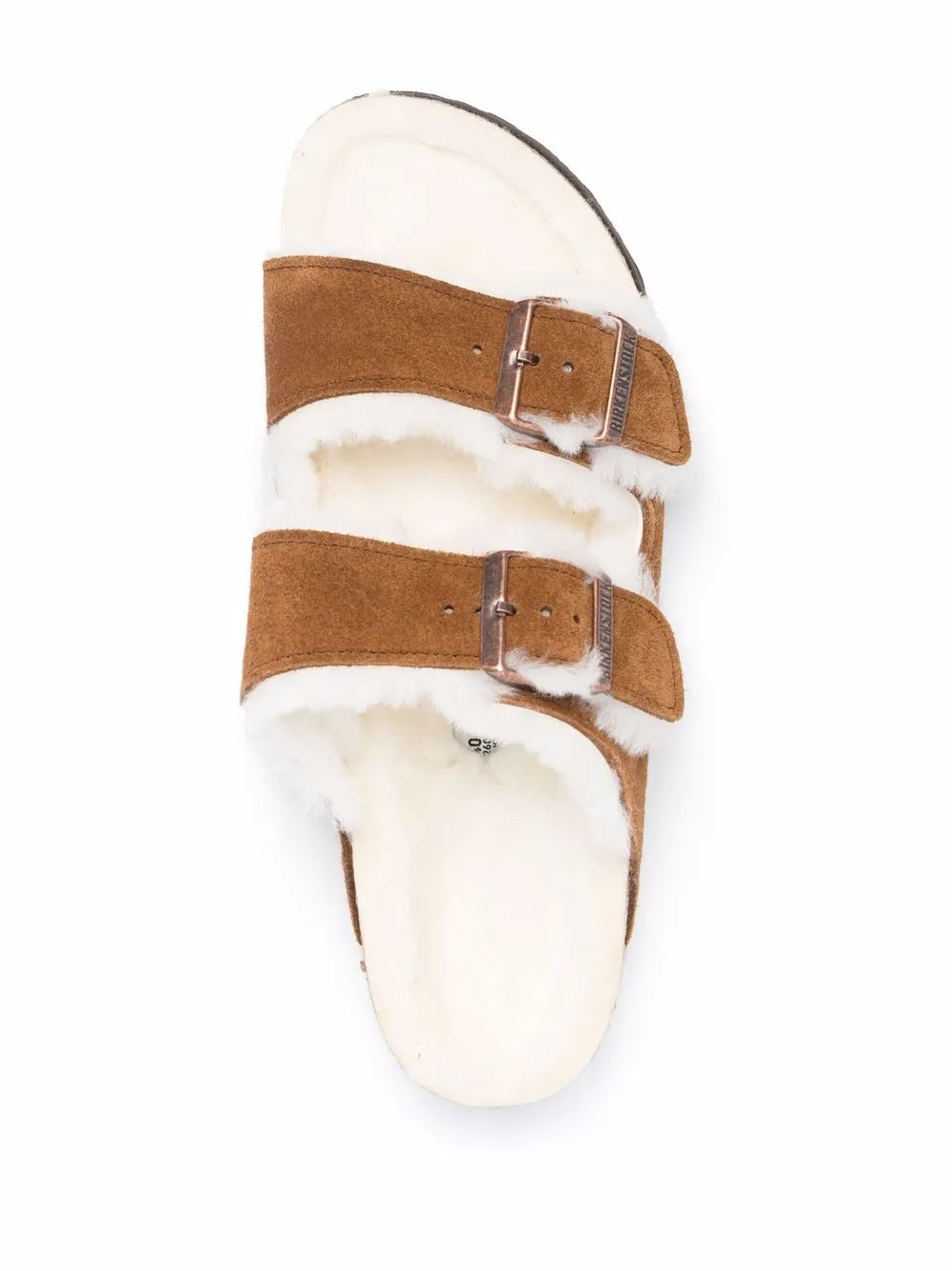 Image des sandales Arizona en fourrure shearling de Birkenstock pour femmes - Saison Printemps-Été 2023 - Vue de dessus paire