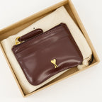 bordeaux card holder, Ami Paris accessories, calf leather wallet, unisex card holder, luxury leather accessories