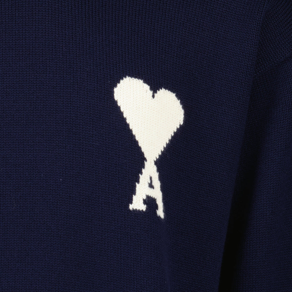 Image of Pull Ami de Coeur Marine - Ami Paris - Unisex by Ami PARIS for Unisex - Season Spring-Summer 2026 - Detail View 2